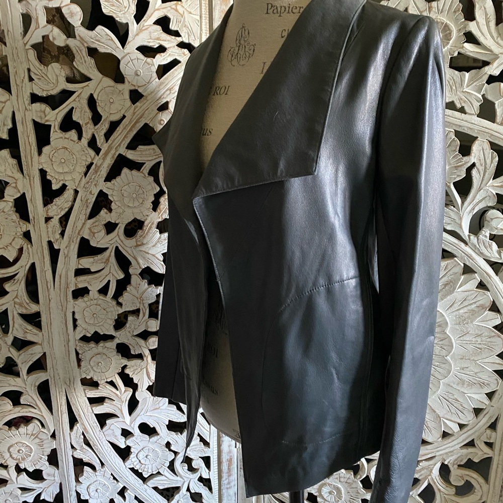 Leather Donna Karan black label leather jacket